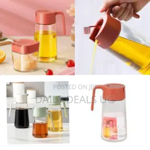 Automatic Flip-Top Glass Oil and Vinegar Dispenser With Handle