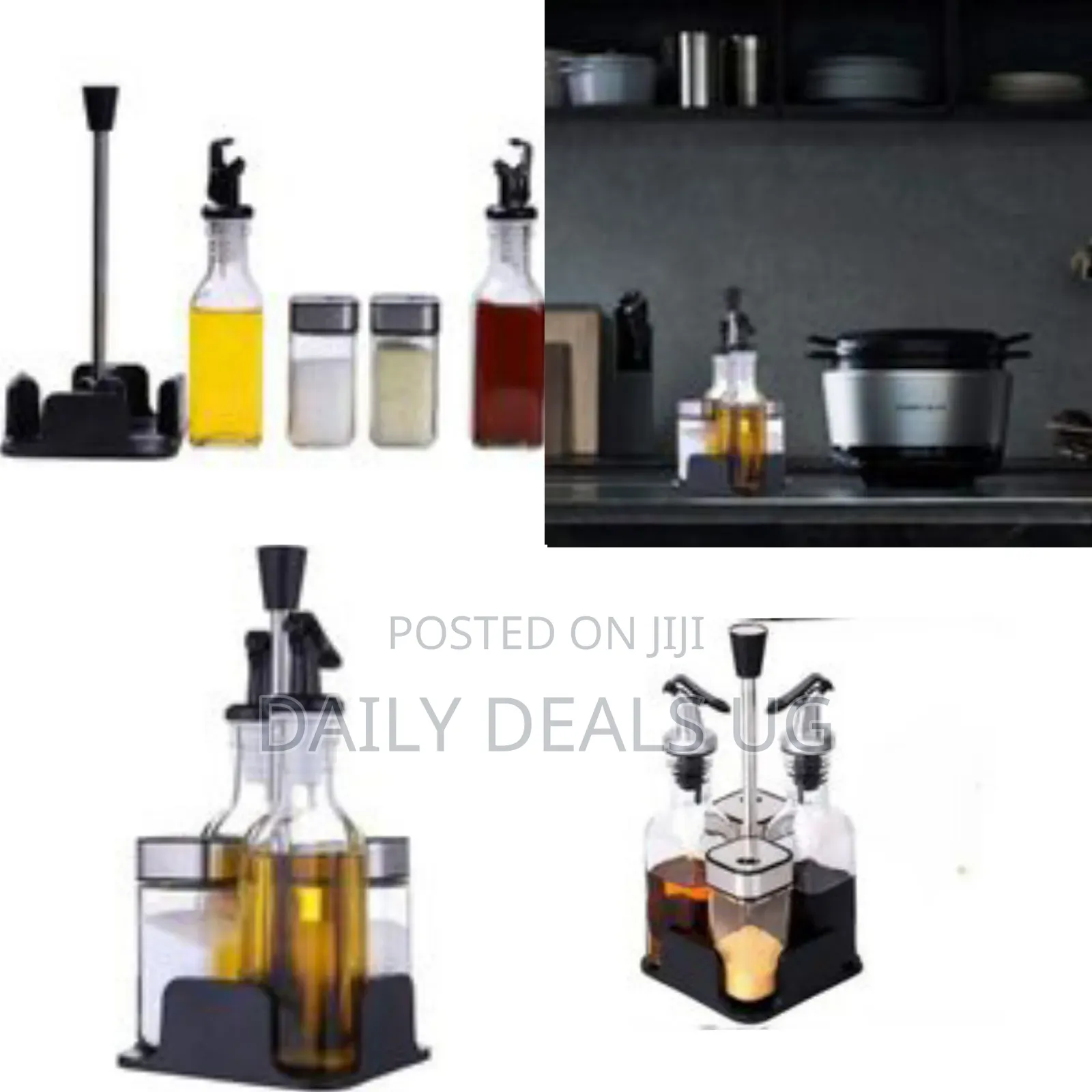 4-Piece Oil, Vinegar, and Spice Cruet Set - Multicolor