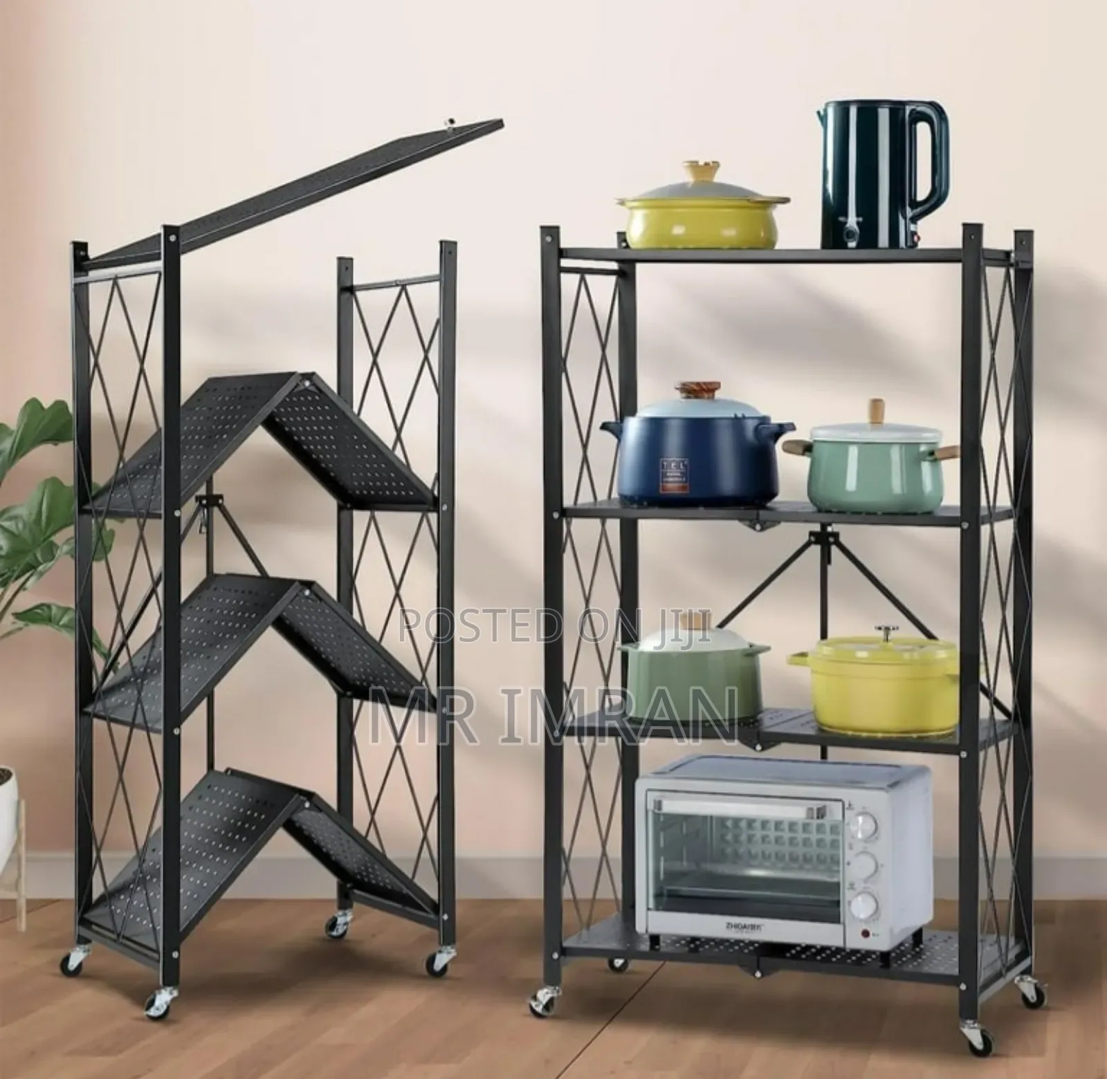 Foldable 5-tier Kitchen Storage Rack Made Of Carbon Steel