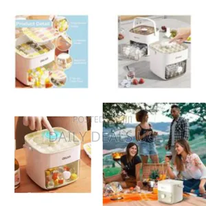 Manual Press-Type Ice Cube Maker and Storage Container - Multicolor