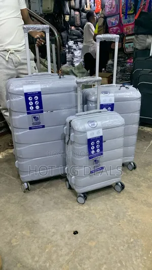 3pcs Set Of Waterproof Rubber Travel Suitcases - Silver