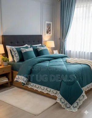 6pcs 6x6 Kingsize Lace Duvet With 1bedsheet, 2 Pillowcases 2 Cushions