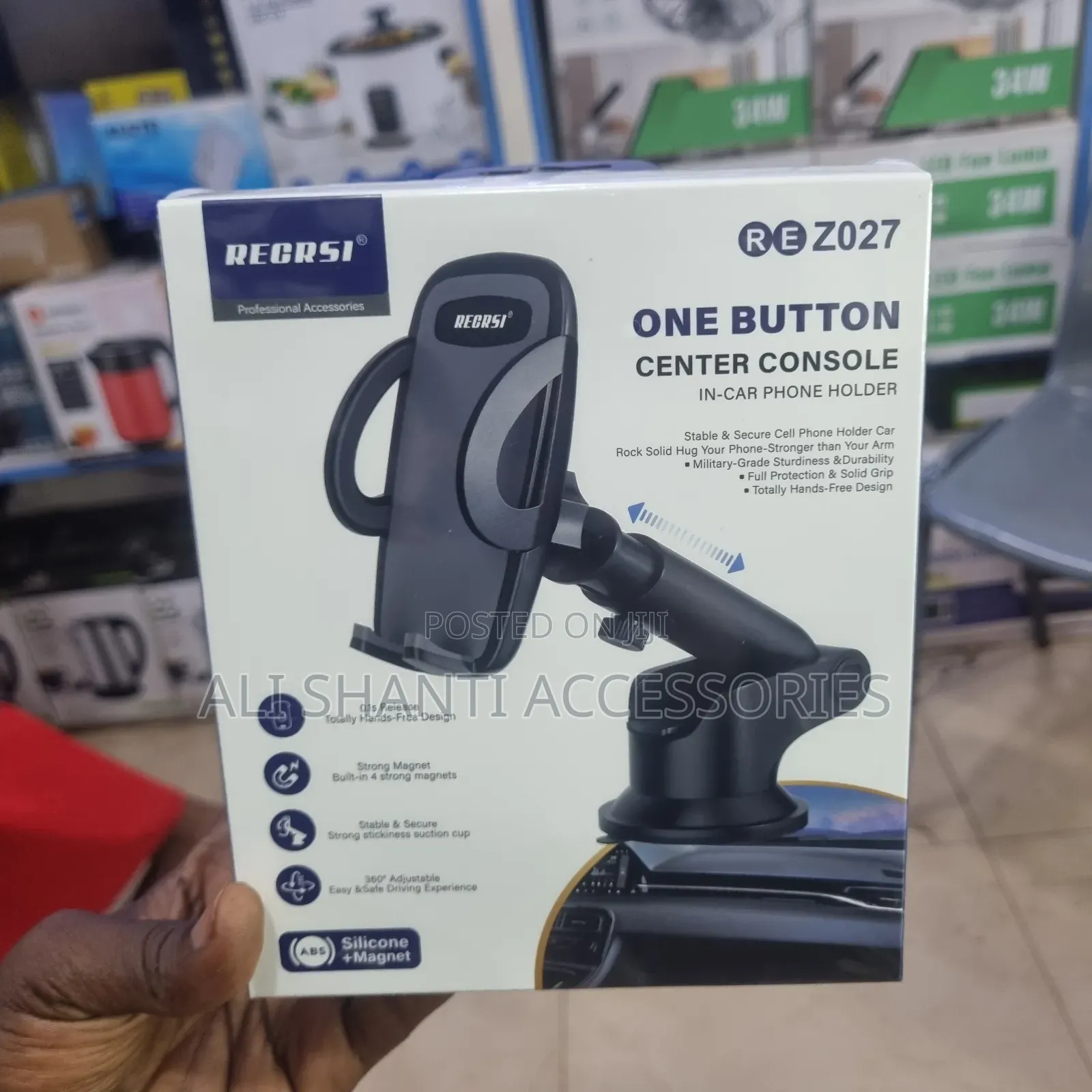 One Button Center Console Car Phone Holder