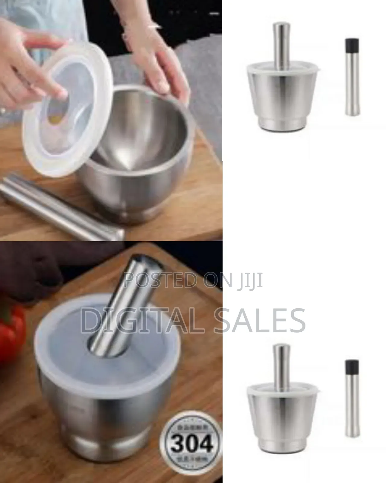 Stainless Steel Mortar and Pestle Set With Lid