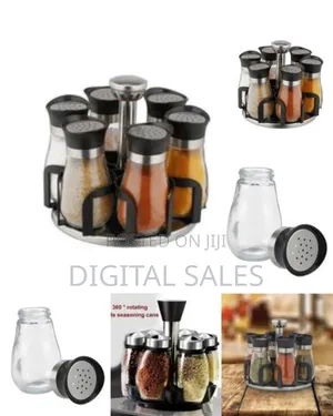 Stainless Revolving Spice Rack With 6 Jars