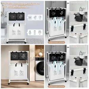 Multi-functional 3-tier Rolling Laundry Sorter With Shelves.
