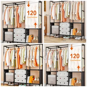 Freestanding Metal Garment Rack With Multiple Hanging Rods
