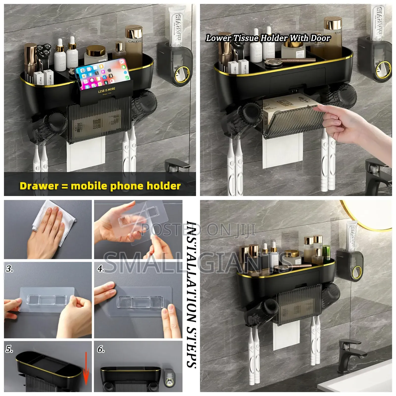 Unique Multifunctional Wall-mounted Toothbrush Holder And Organizer
