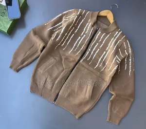Brown and White Zipped Sweater