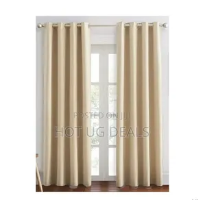2 Curtain Pieces 2m By 1.5 Meters & 1 White Plain Net 3m - Brown