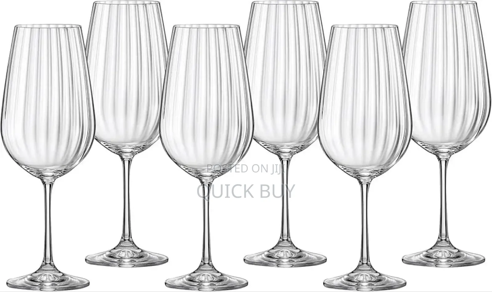 6 Bohemia Crystal Waterfall Optic Wine Glasses