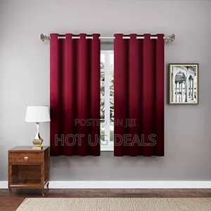 2 Curtain Pieces 2m By 1.5 Meters & 1 White Plain Net 3m - Maroon