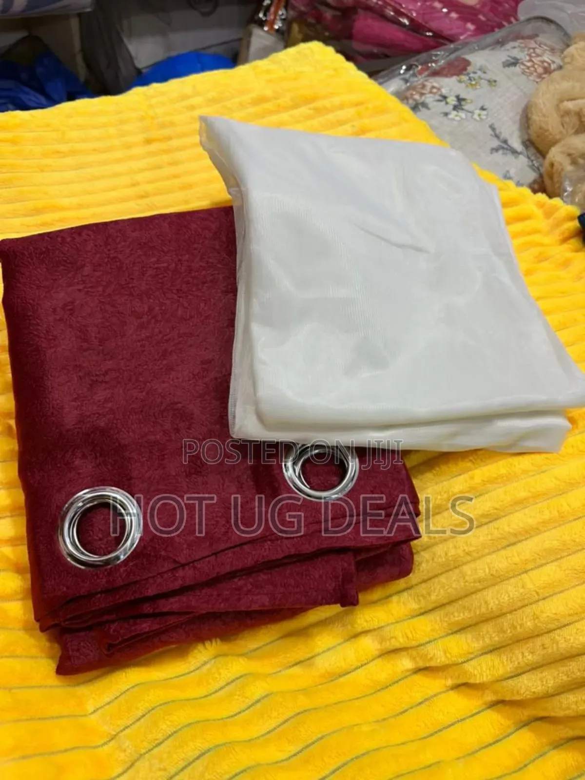 2 Curtain Pieces 2m By 1.5 Meters & 1 White Plain Net 3m - Maroon