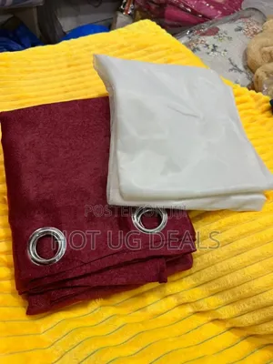 2 Curtain Pieces 2m By 1.5 Meters & 1 White Plain Net 3m - Maroon