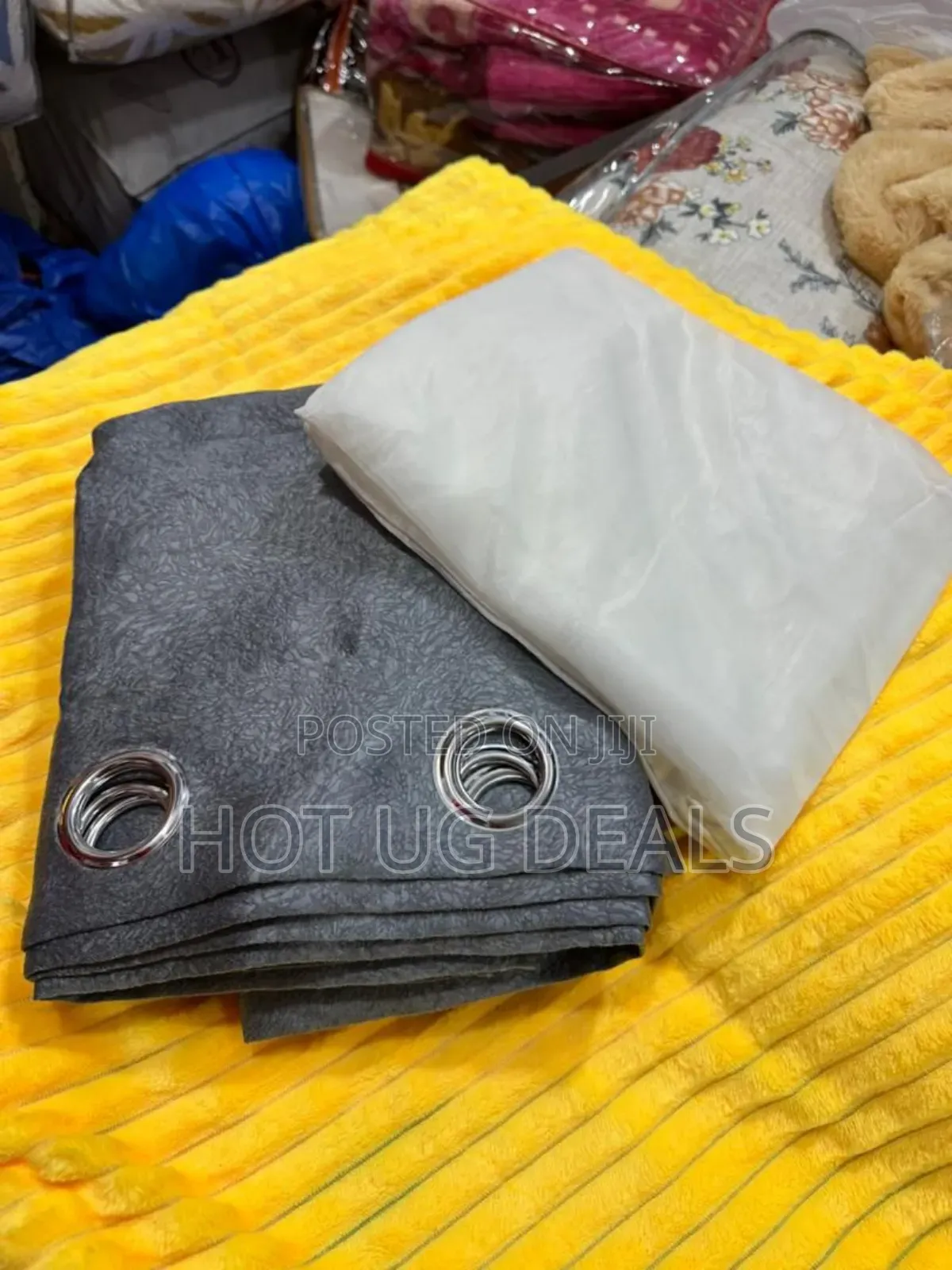 2 Curtain Pieces 2m By 1.5 Meters & 1 White Plain Net 3m - Grey