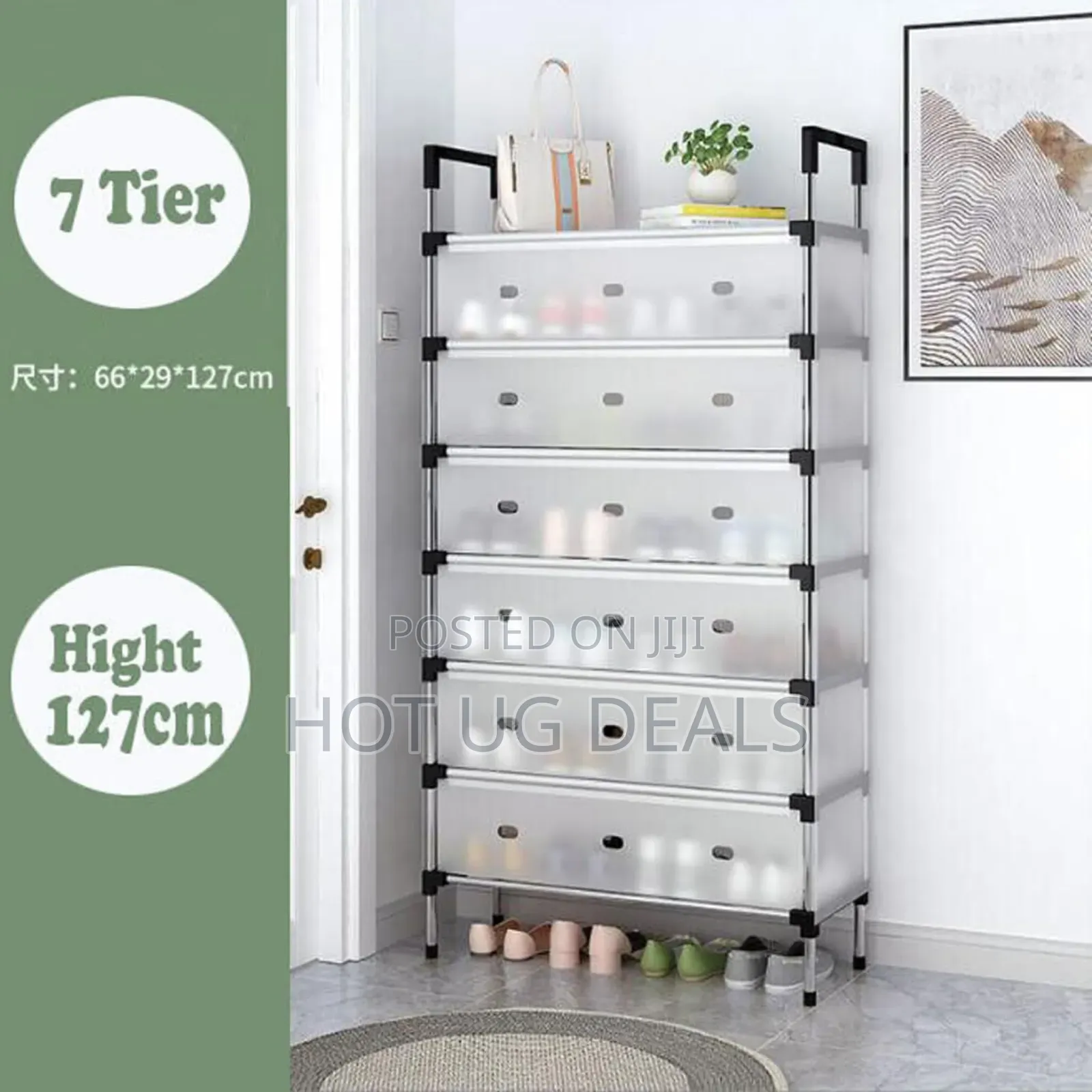 7 Layer  Shoe Rack Organizer With A Protective Covering.