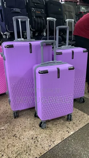 Set Of 3pcs Plastic Waterproof Travel Suitcases - Purple