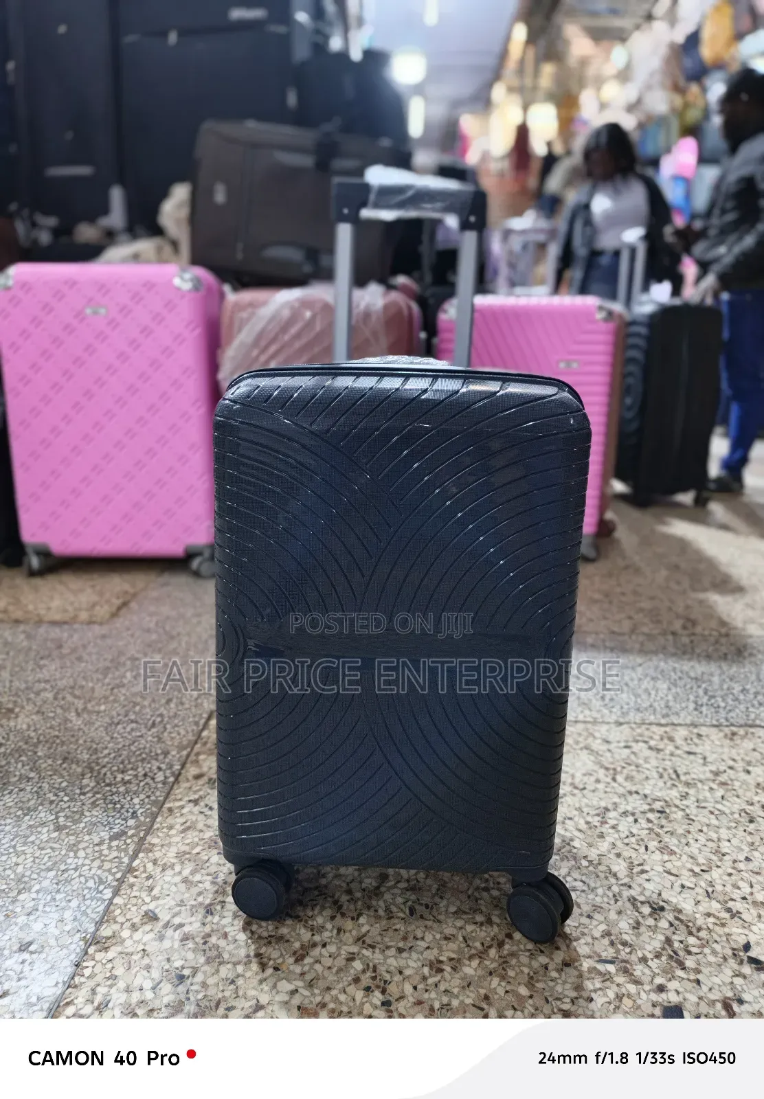 Luxury Rubber Plastic Suitcase. Small Size. Black Color