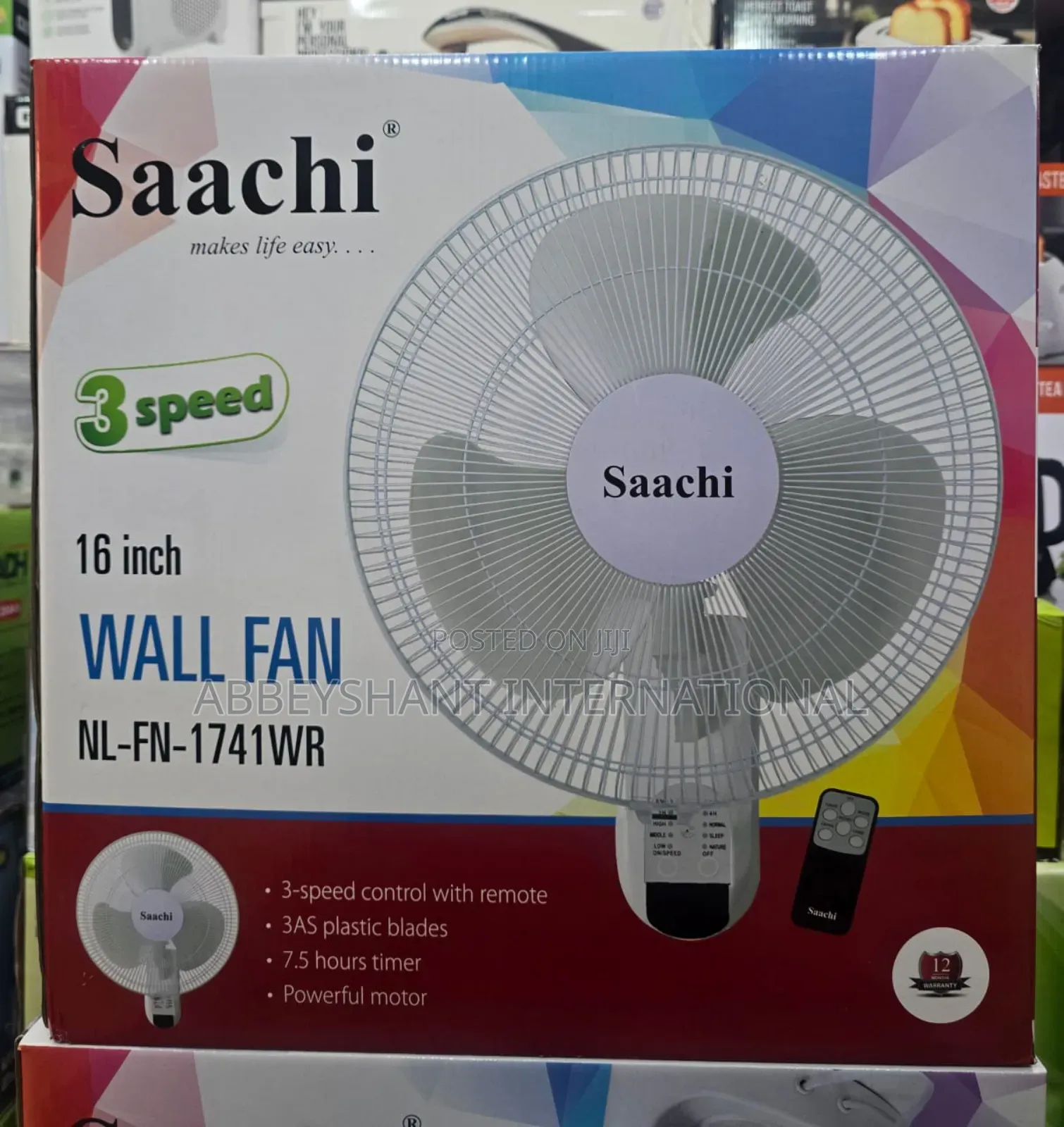 Saachi 16-Inch Remote Wall Fan
