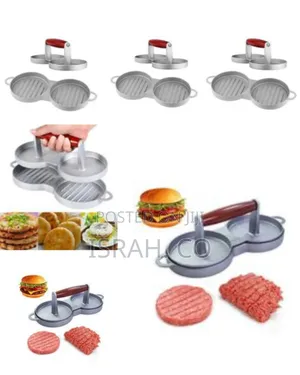 Double Hamburger Press Mould Burger Cake Tool- Grey.