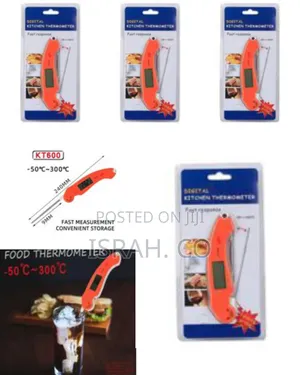 LCD Digital Kitchen Cooking Meat Thermometer Orange Foldable Home