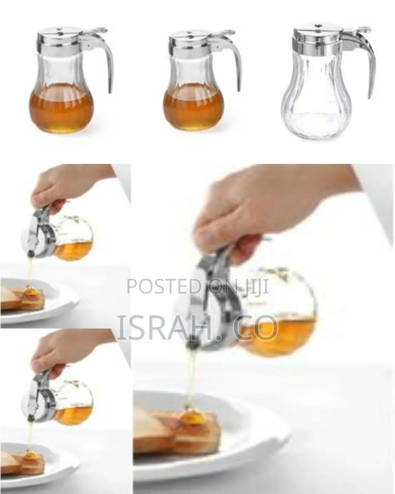 Glass Syrup Honey Dispenser With Thumb Lever Chrome Plated