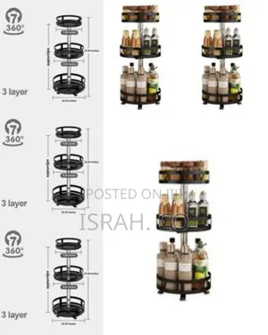 3 Tier 360° Rotatating Kitchen Trolley Shelf Spice Storage Rack