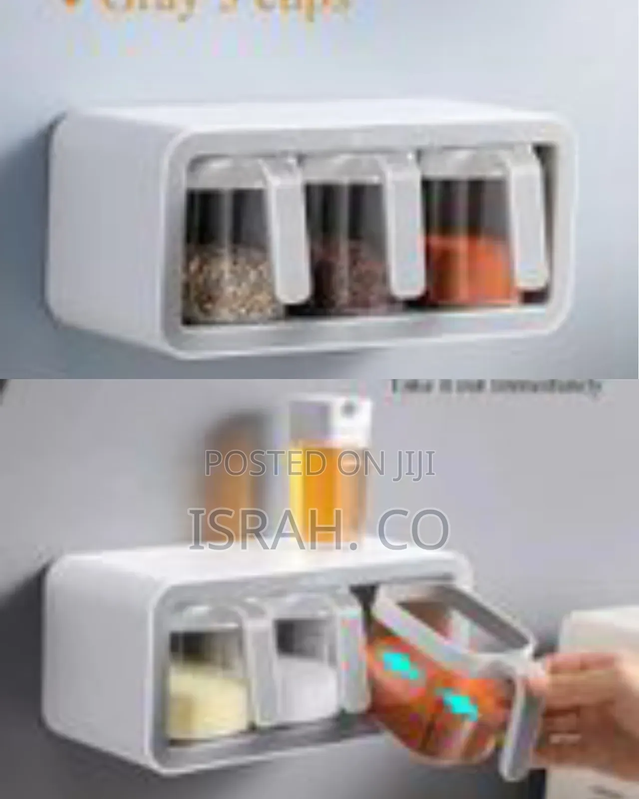 Wall Mounted Organizer Rack Multi-Function 3 Cups Sugar Spice Storage