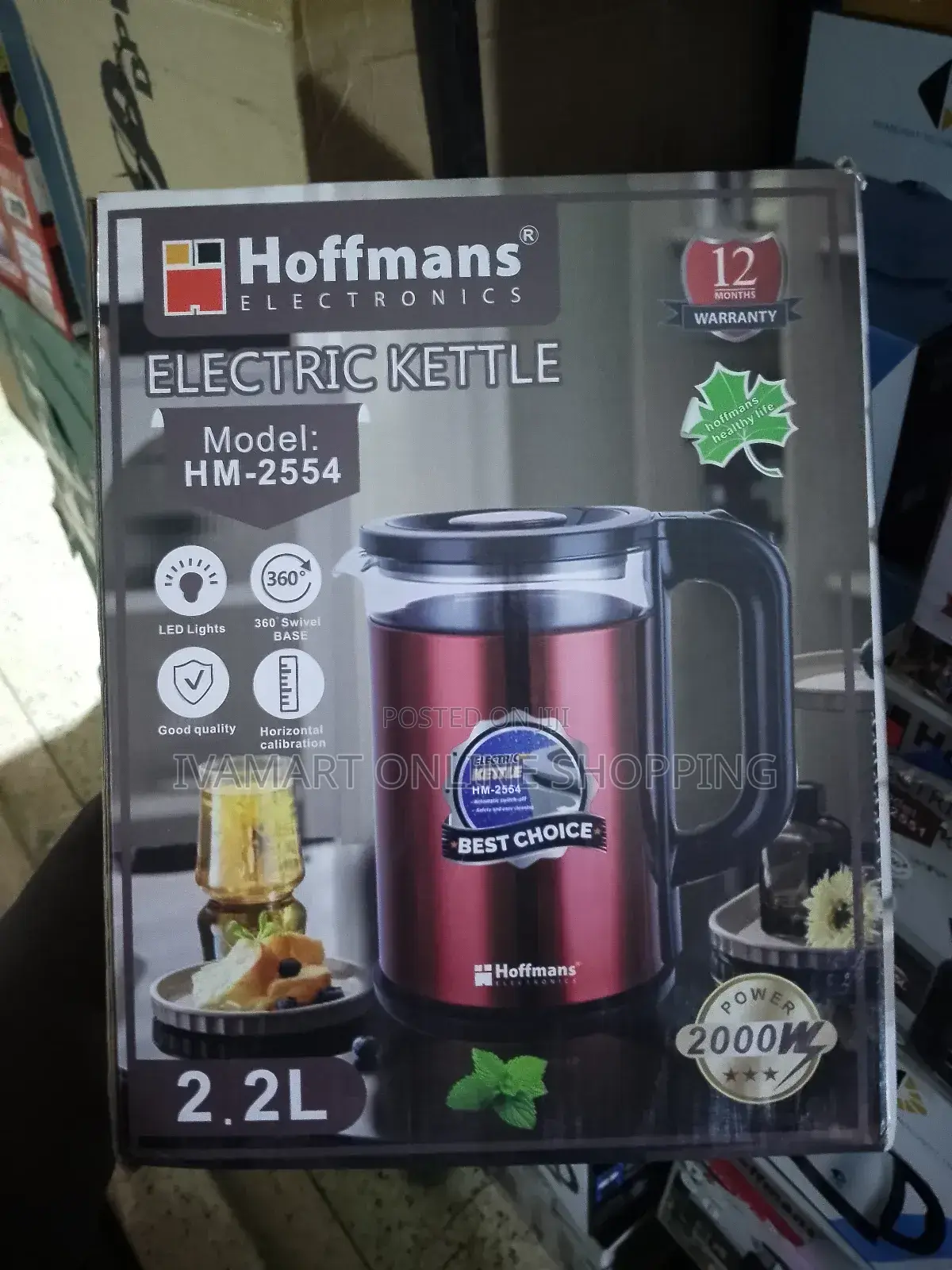 Hoffmans Glass Electric Kettle (Model Hm-2554) - 2000w