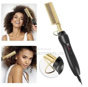 2 In 1 Hot Comb Temperature Adjustable Hair Straightener Brush