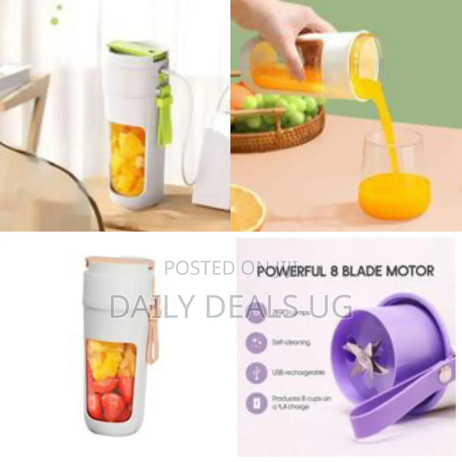 Portable Usb Rechargeable Personal Blender and Juicer Cup - Multicolor