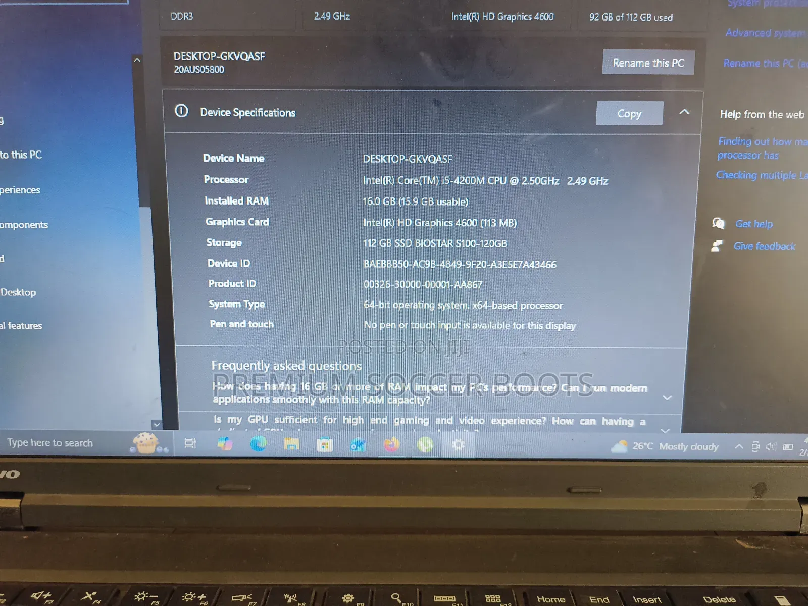 Laptop Lenovo ThinkPad L540 16GB Intel Core i5 SSD 128GB