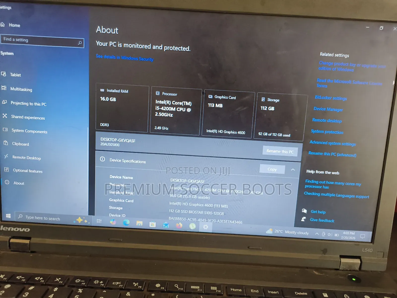 Laptop Lenovo ThinkPad L540 16GB Intel Core i5 SSD 128GB