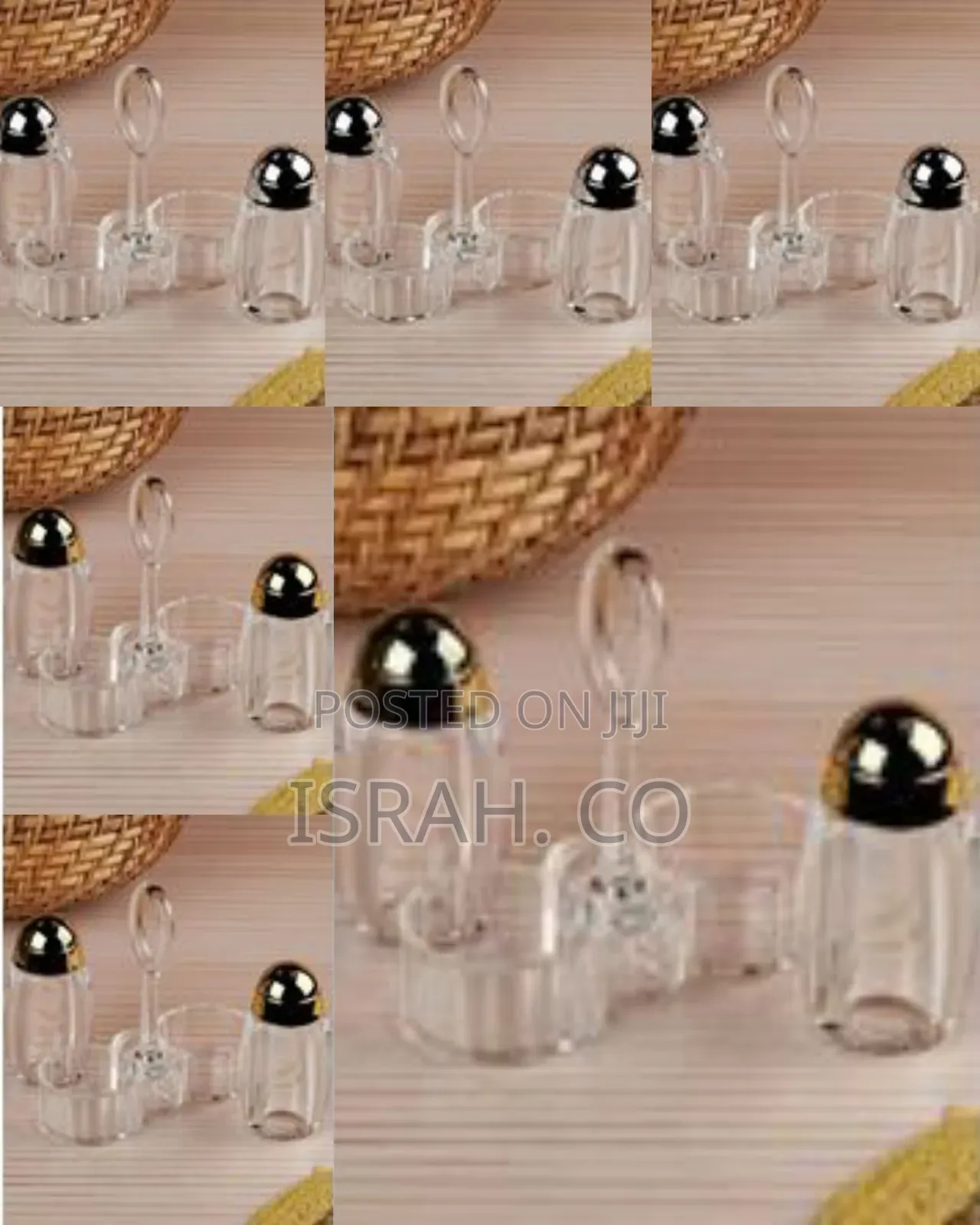 Acrylic Salt and Pepper Shakers Set With Tray for Dining Table Used