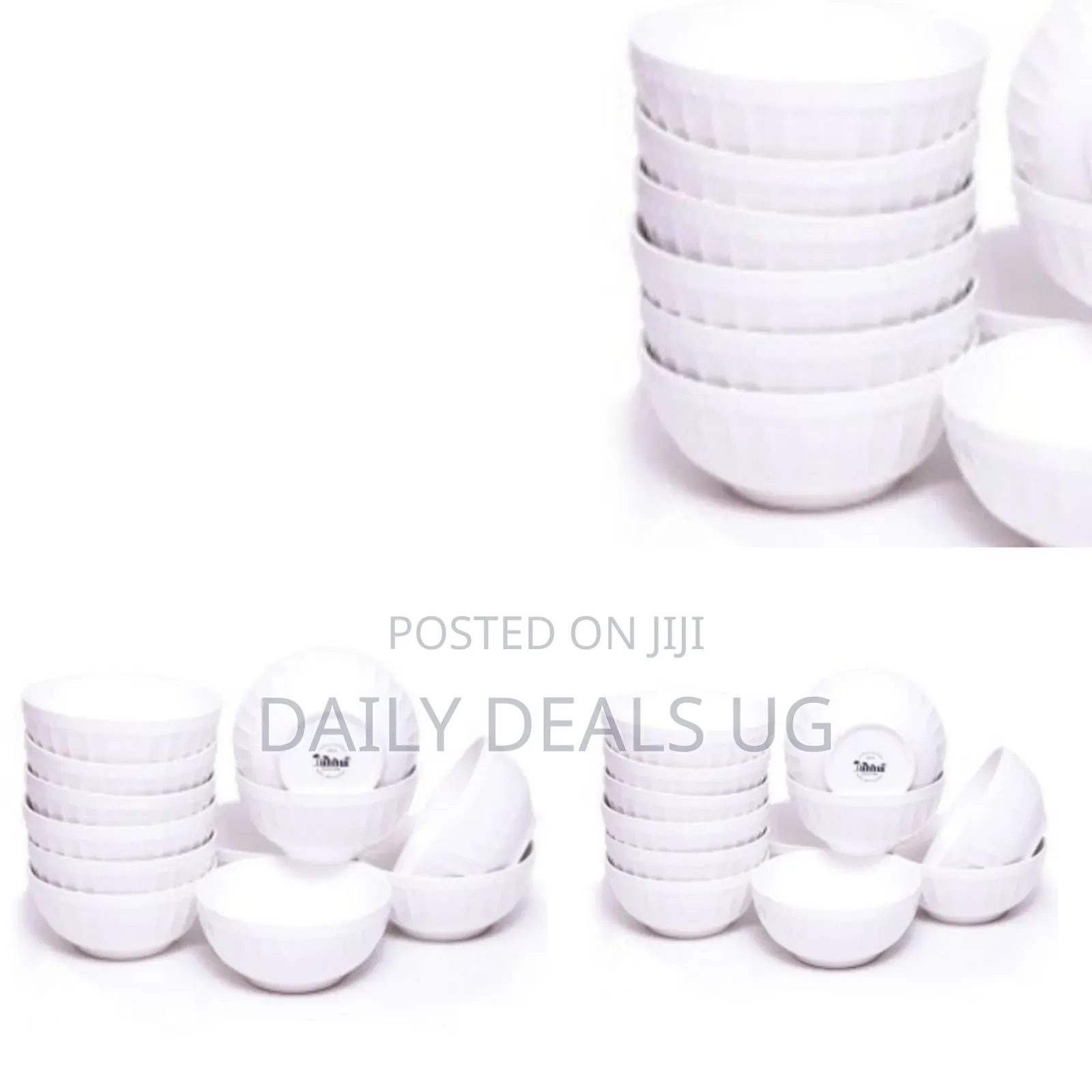 12-Piece Set of White Ceramic Soup Bowls