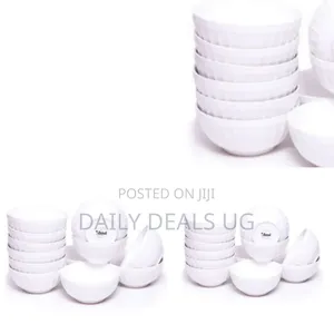 12-Piece Set of White Ceramic Soup Bowls