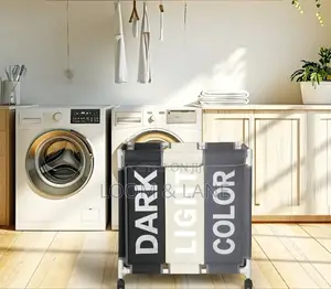 3-Section Laundry Sorter With a PVC Pipe Frame and Wheels
