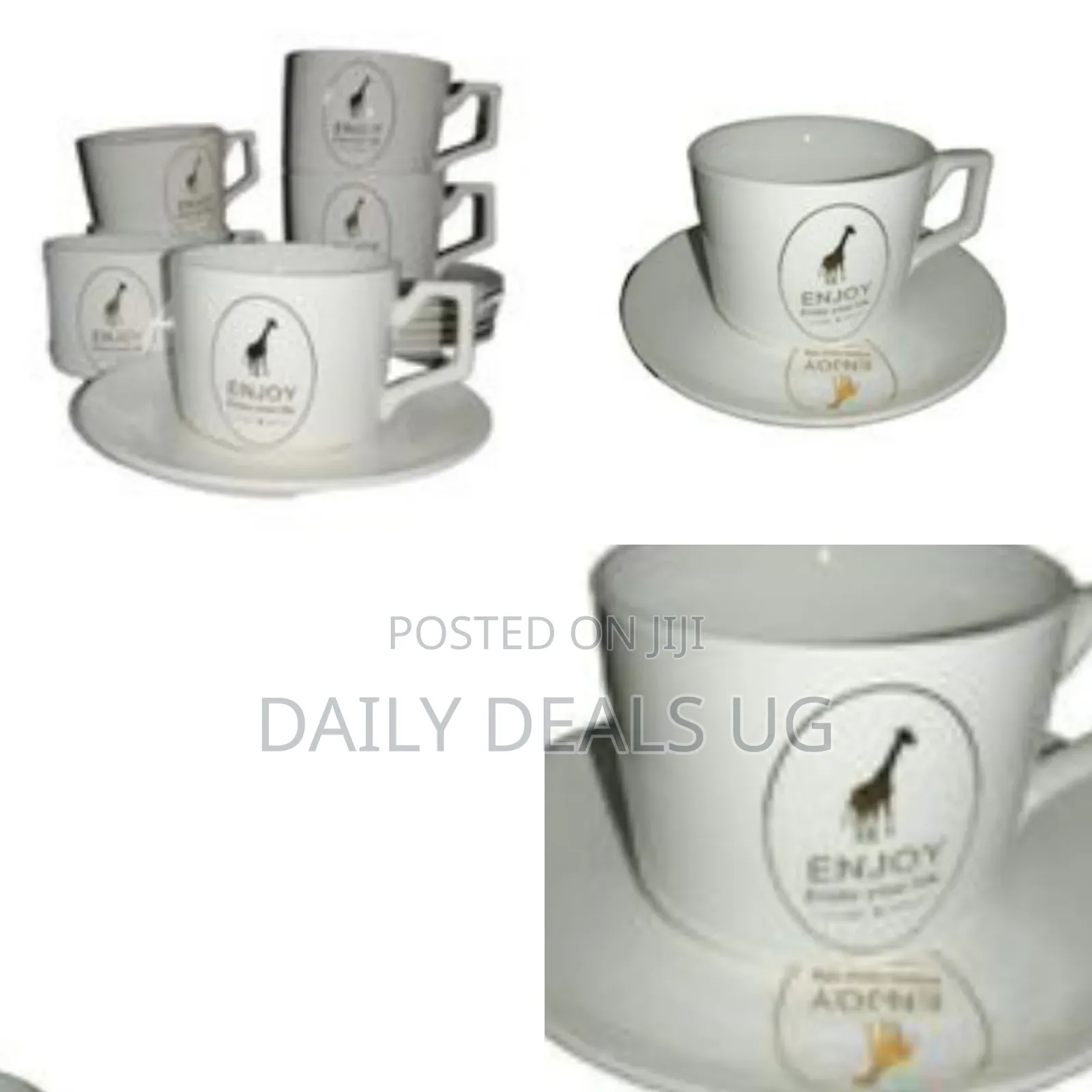 6-Piece White Ceramic Tea and Coffee Cup and Saucer Set