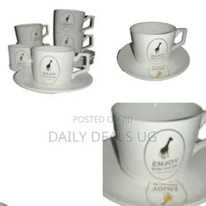 6-Piece White Ceramic Tea and Coffee Cup and Saucer Set