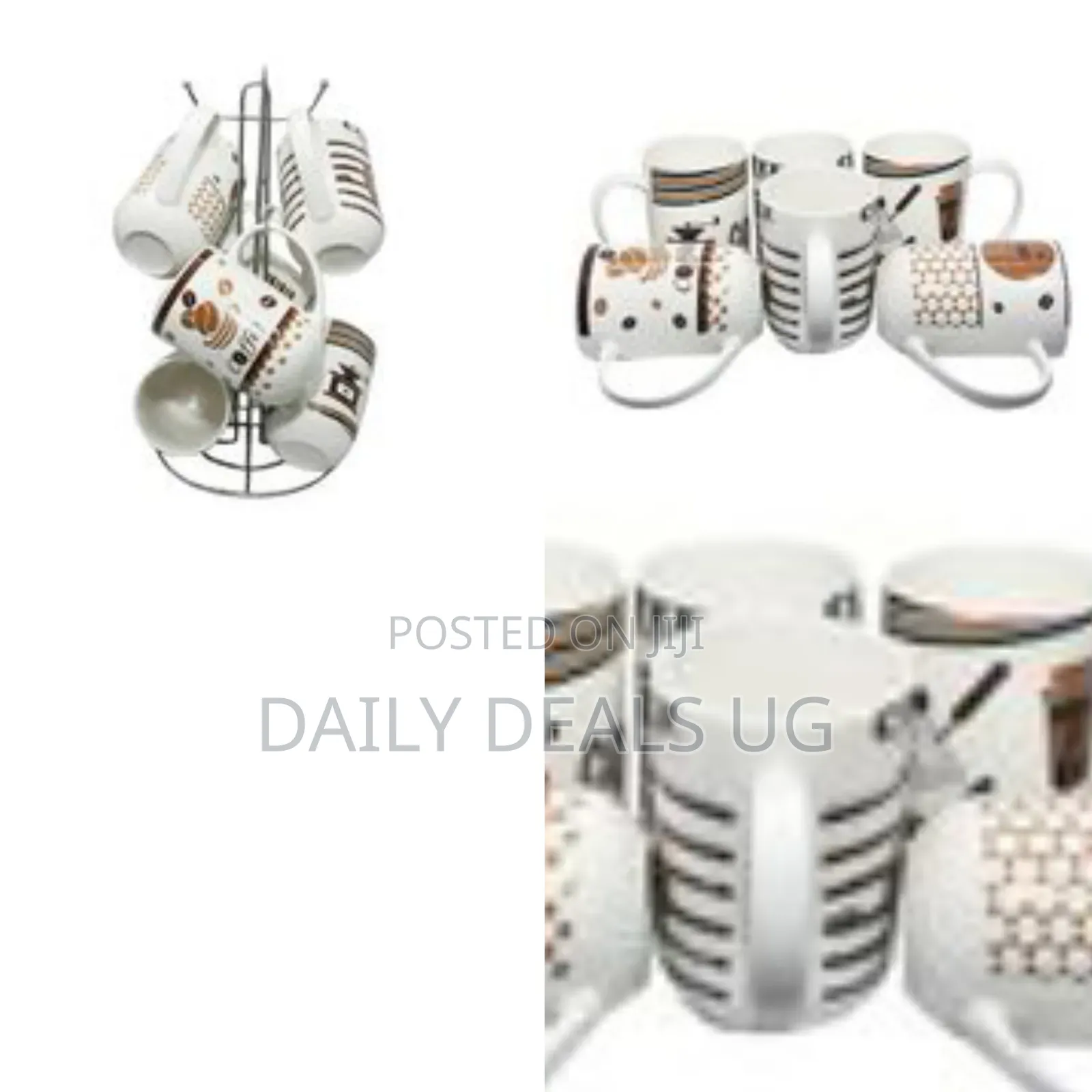 Set of 6 Ceramic Coffee or Tea Mugs With Mixed Patterns