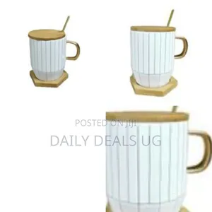 White Ceramic Mug With Vertical Stripes