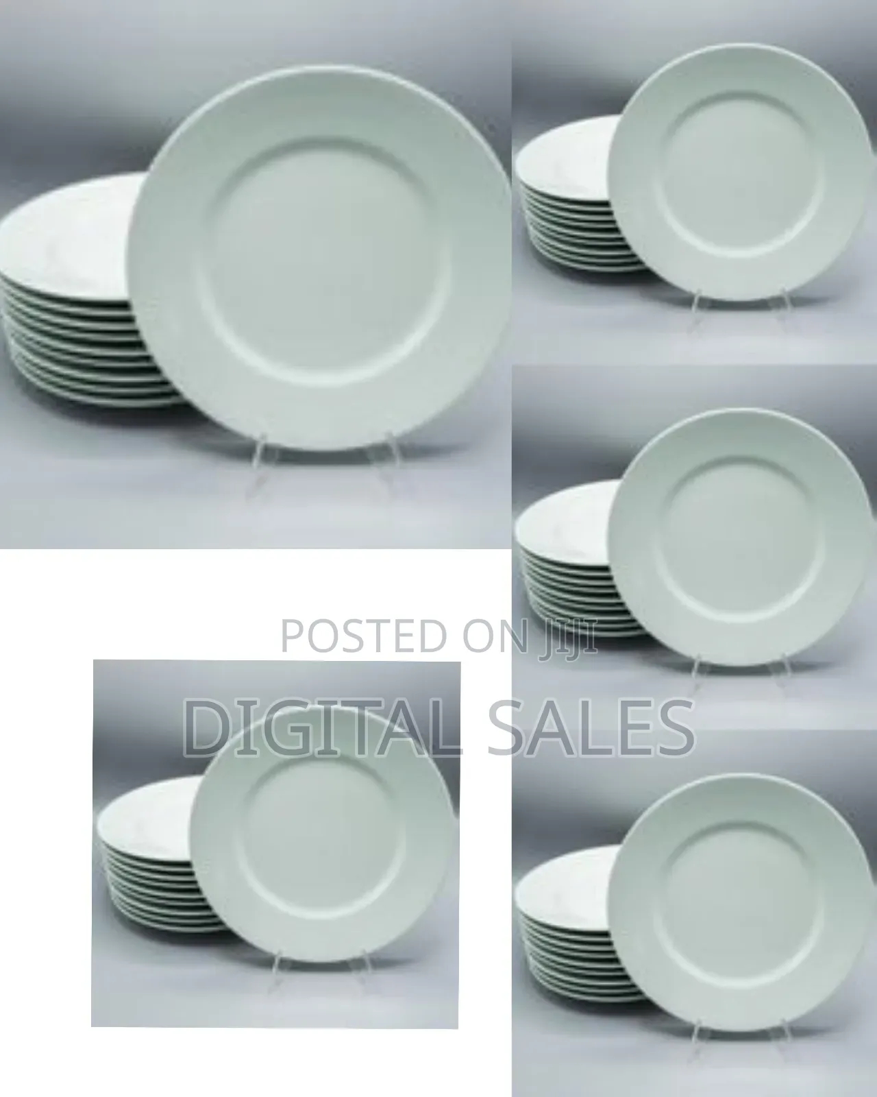 Porcelain Flat Dinner Plates, 6-Piece White Dinner Plate Set, 8.5