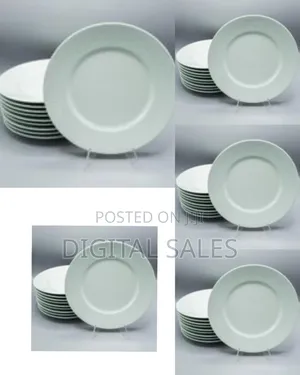 Porcelain Flat Dinner Plates, 6-Piece White Dinner Plate Set, 8.5
