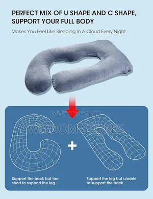 U Shaped Full Body Maternity Pillow With Removable Jersey Cover