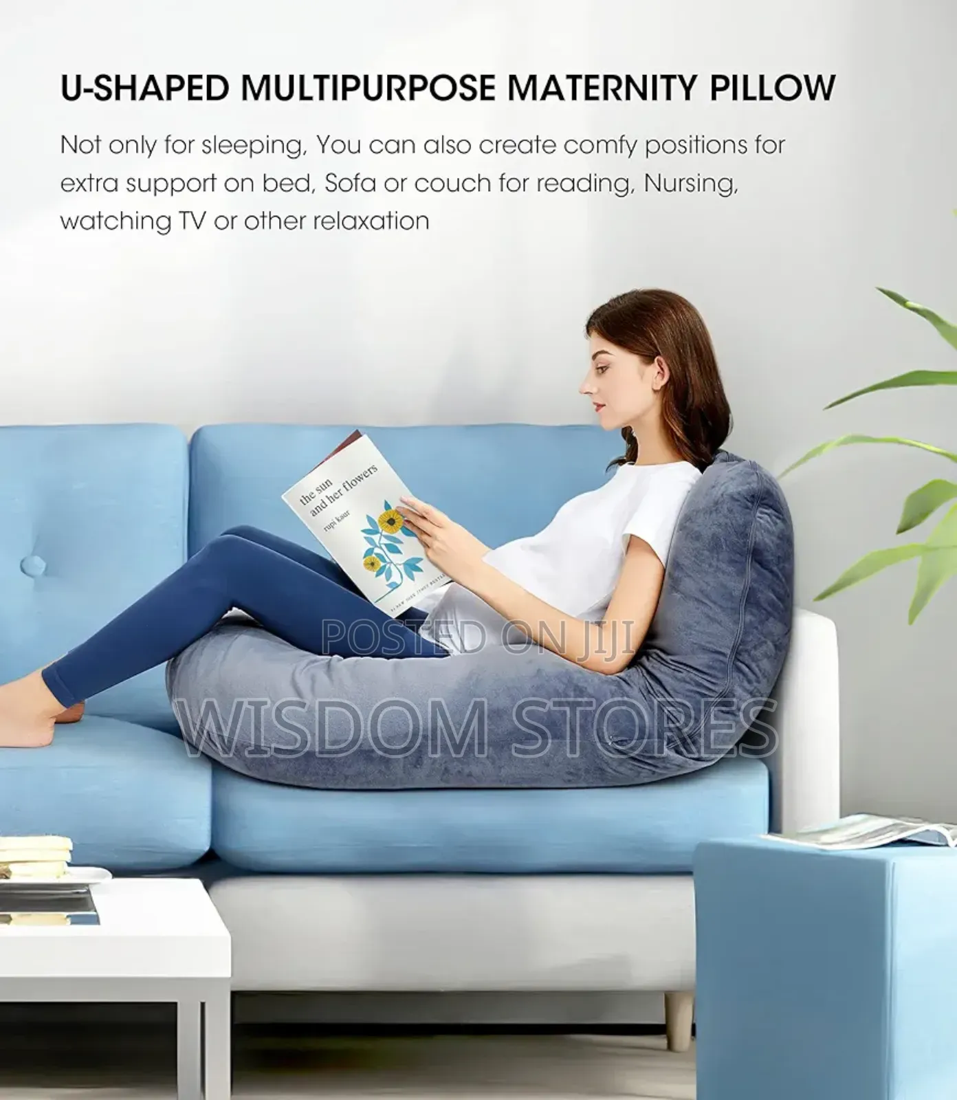 U Shaped Full Body Maternity Pillow With Removable Jersey Cover