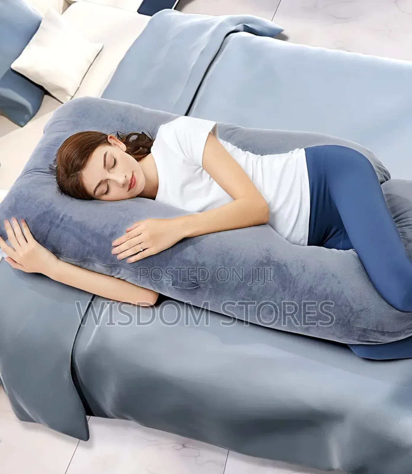 U Shaped Full Body Maternity Pillow With Removable Jersey Cover