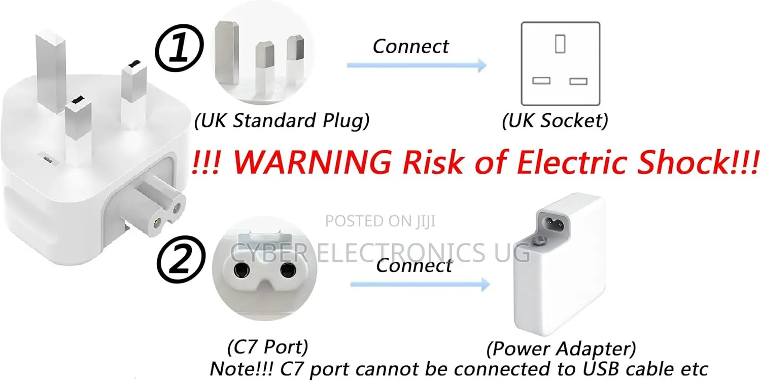 3 Prong Mac Ac Power Adapter Uk Standard Plug Uk Travel Charger