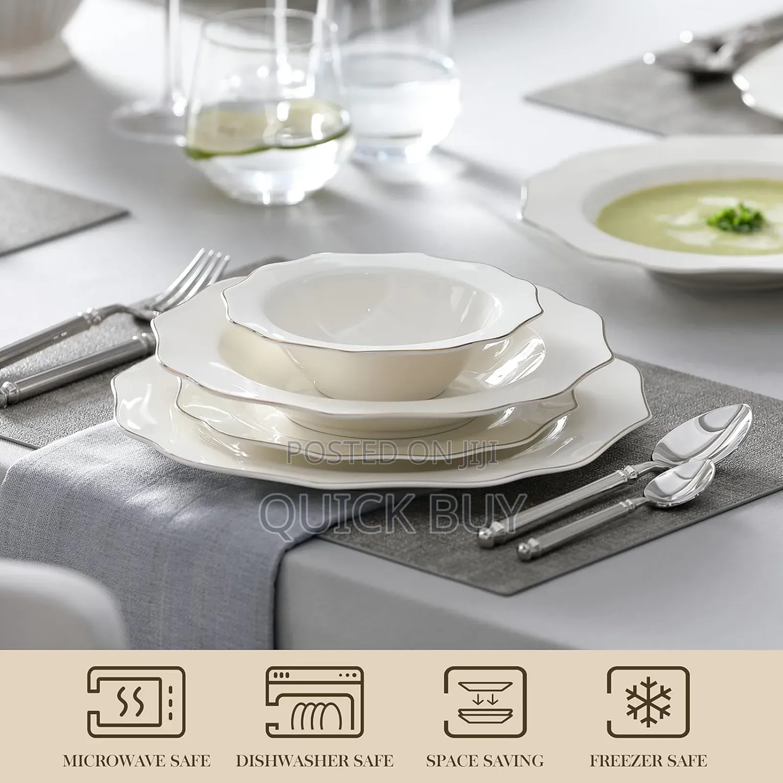 24-Pieces Malacasa Lotus Dinnerware Set