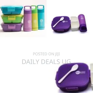 3 Compartment Set of Partitioned Lunch and Matching Water Bottles