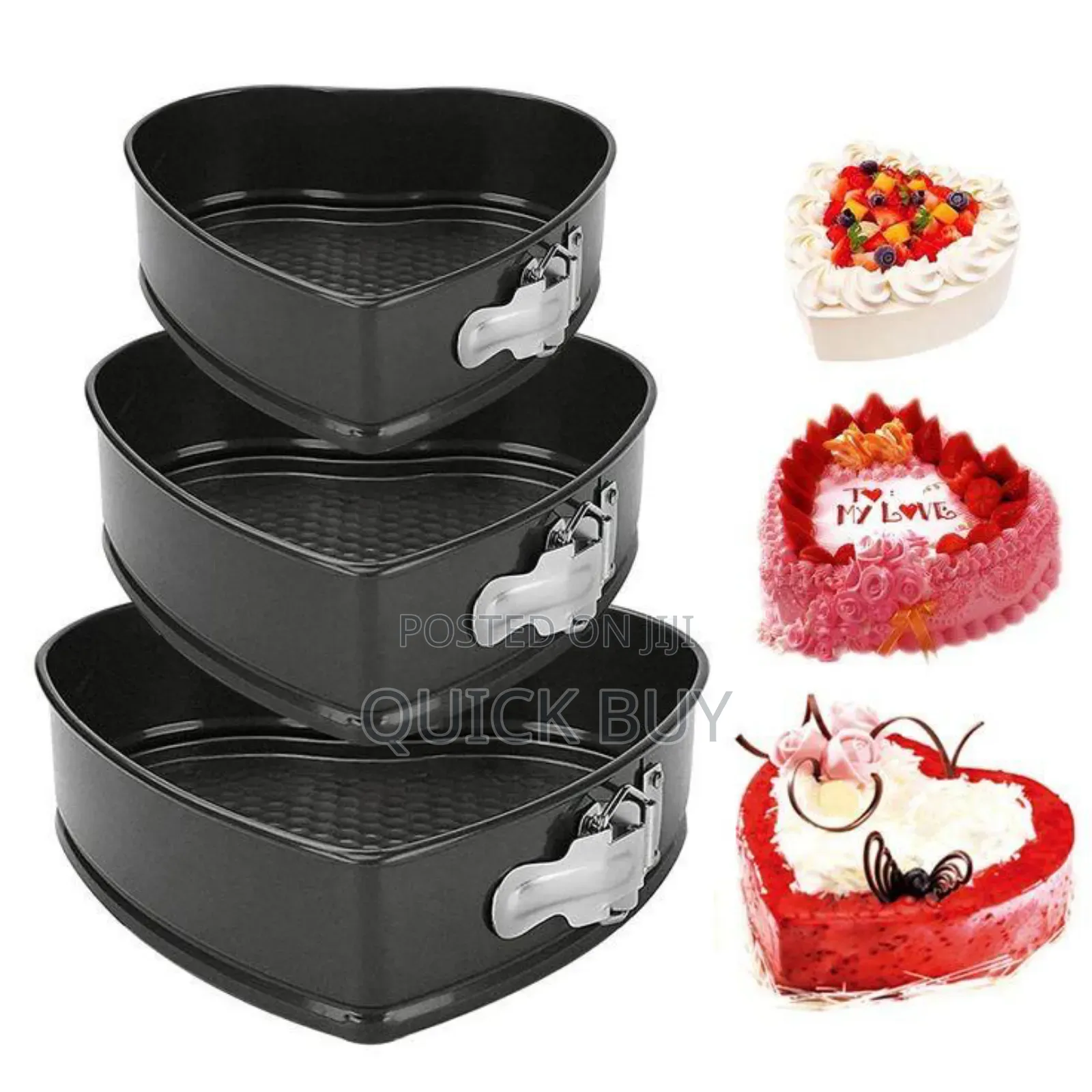 Three Non-Stick Heart-Shaped Springform Cake Pans.